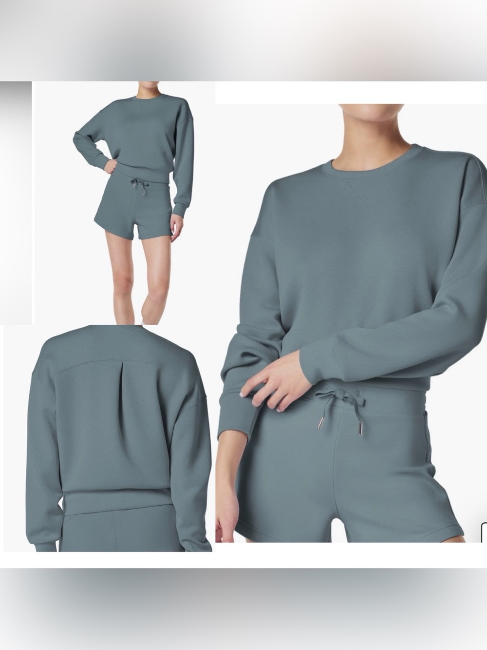 SPANX AirEssentials Crewneck Sweatshirt in Dusk Blue sz M